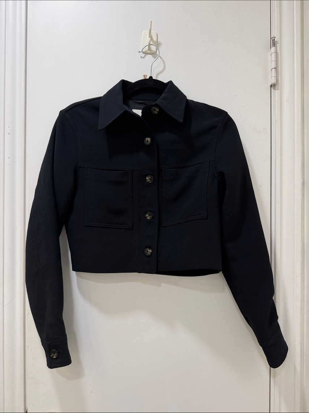 Little Cropped Black Button-Front Jacket